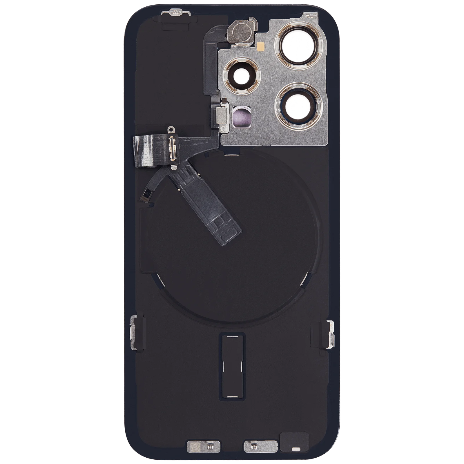 Back Glass w/ MagSafe Magnet & NFC & Flashlight Flex For iPhone 15 Pro (Used OEM Pull: Grade C) (Black Titanium) - Image 3
