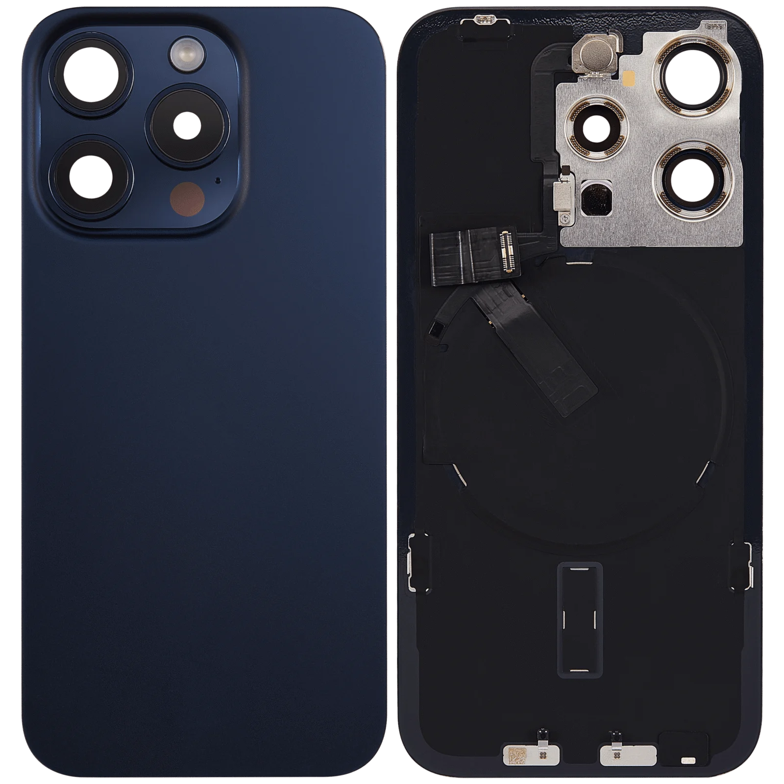 Back Glass w/ MagSafe Magnet & NFC & Flashlight Flex For iPhone 15 Pro (Used OEM Pull: Grade C) (Blue Titanium)