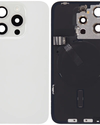 Back Glass w/ MagSafe Magnet & NFC & Flashlight Flex For iPhone 15 Pro (Used OEM Pull: Grade C) (White Titanium)