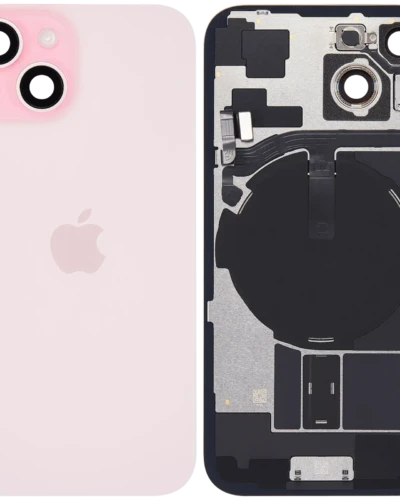 Back Glass w/ MagSafe Magnet & NFC & Flashlight Flex For iPhone 15 (Service Pack) (Pink)