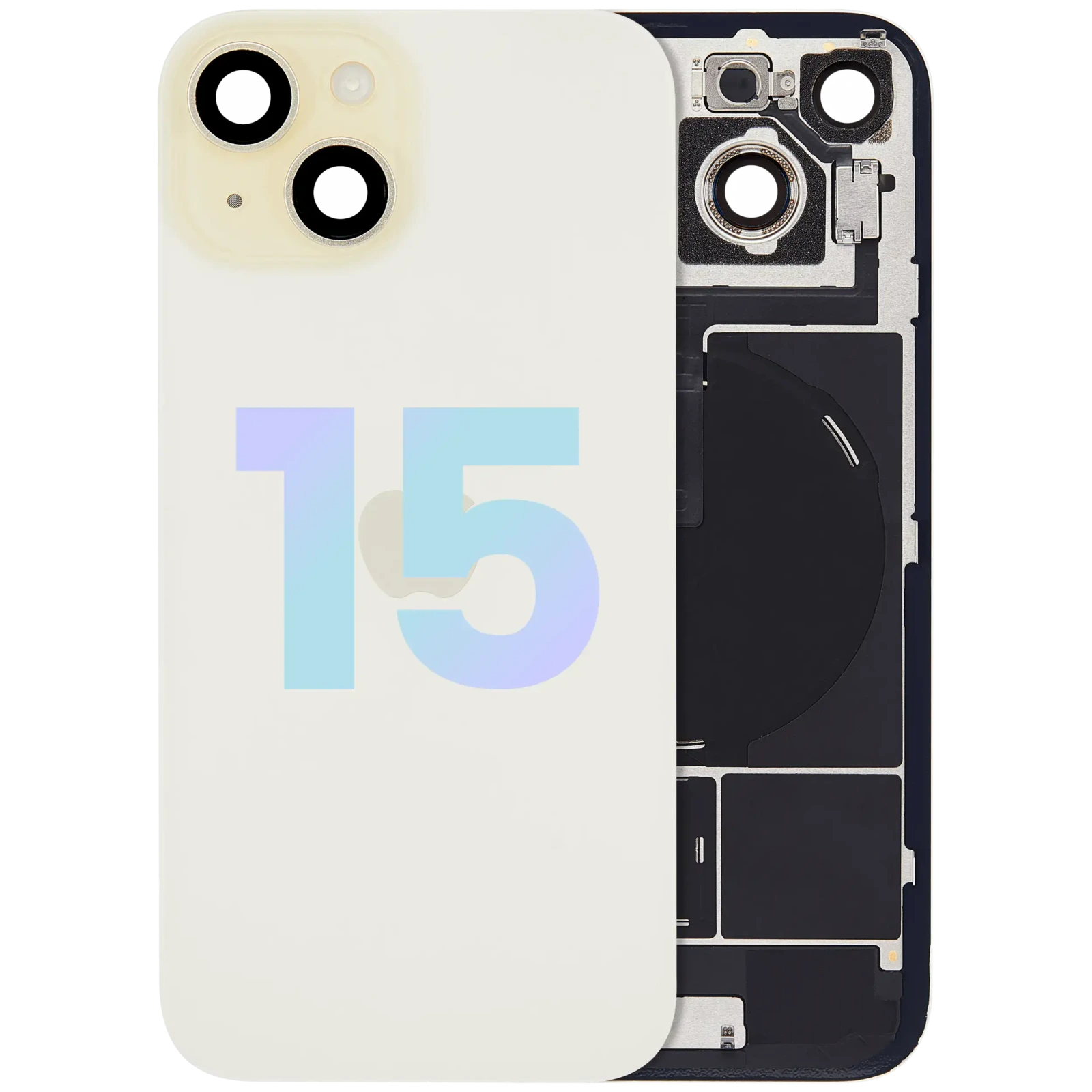 Back Glass w/ MagSafe Magnet & NFC & Flashlight Flex For iPhone 15 (Service Pack) (Yellow) - Image 2