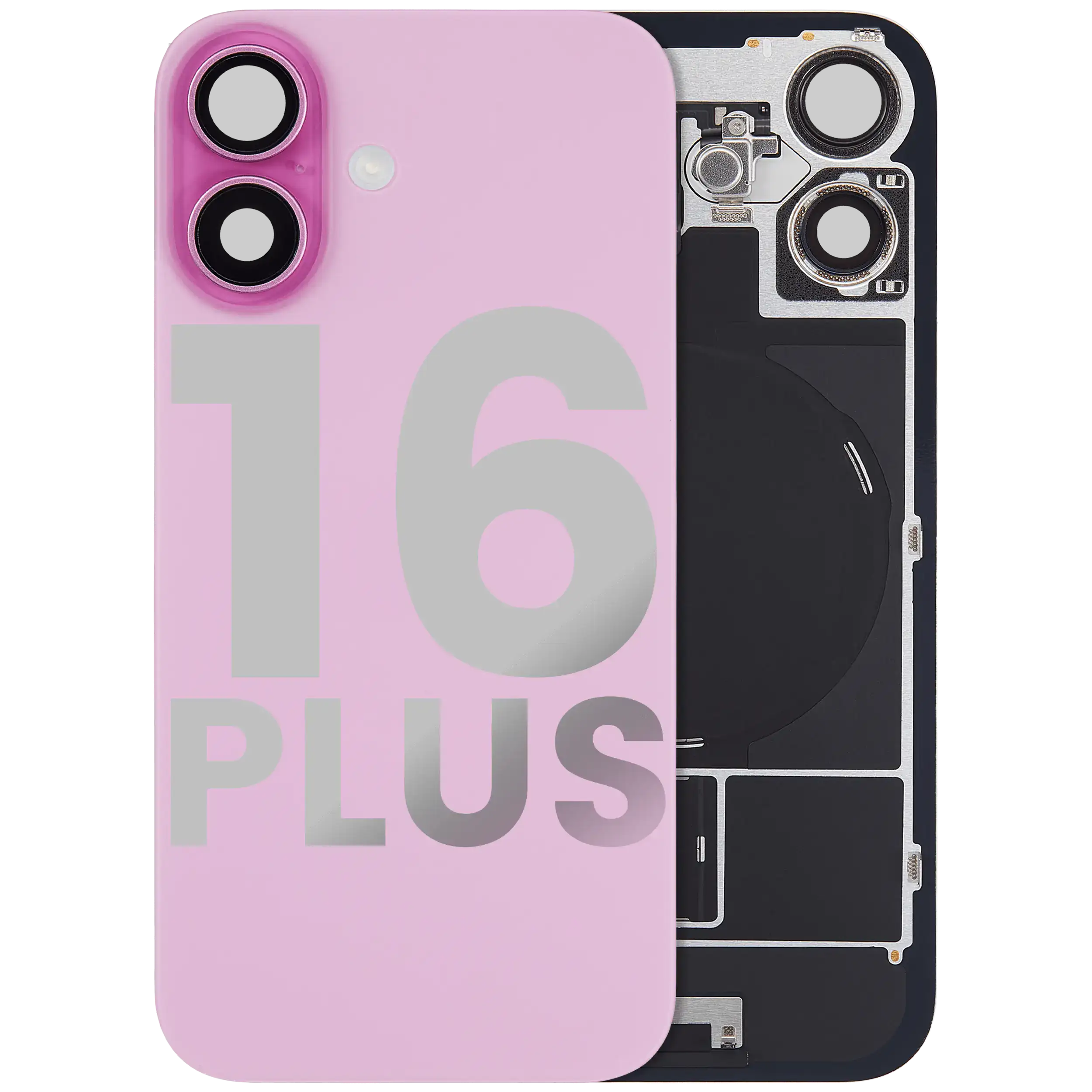 Back Glass w/ MagSafe Magnet & NFC & Flashlight Flex For iPhone 16 Plus (Used OEM Pull: Grade A) (Pink) - Image 2