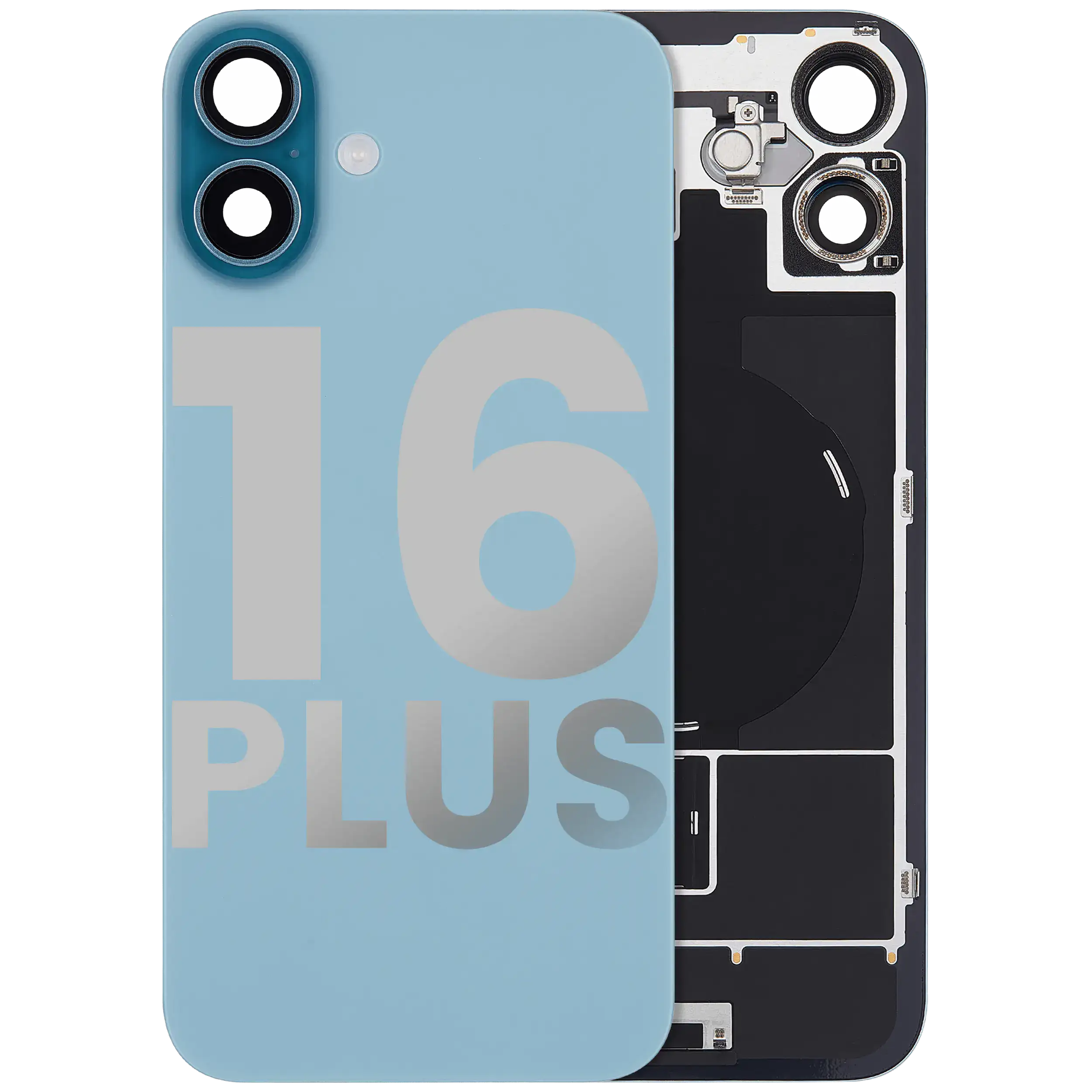 Back Glass w/ MagSafe Magnet & NFC & Flashlight Flex For iPhone 16 Plus (Used OEM Pull: Grade A) (Teal) - Image 2