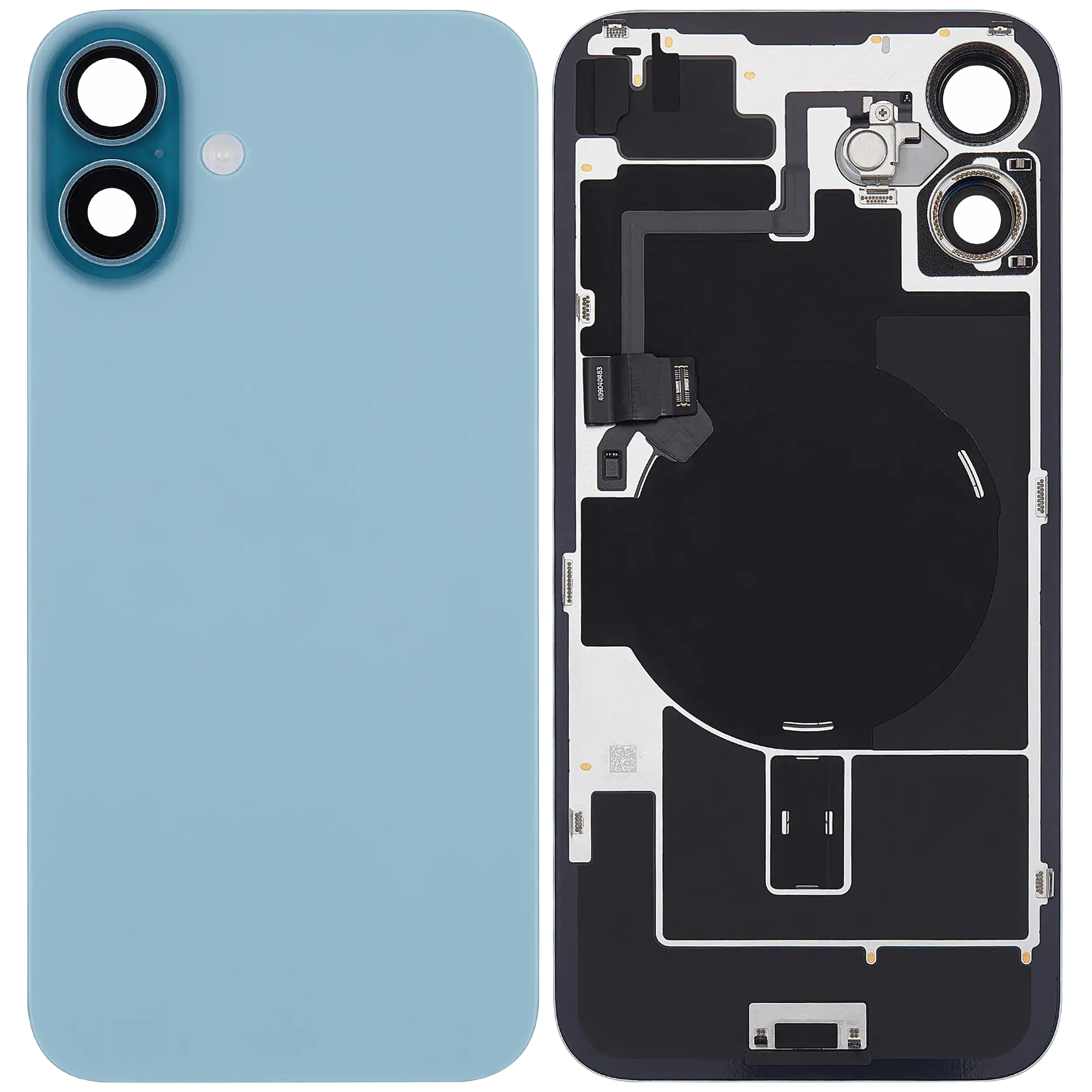 Back Glass w/ MagSafe Magnet & NFC & Flashlight Flex For iPhone 16 Plus (Used OEM Pull: Grade A) (Teal)