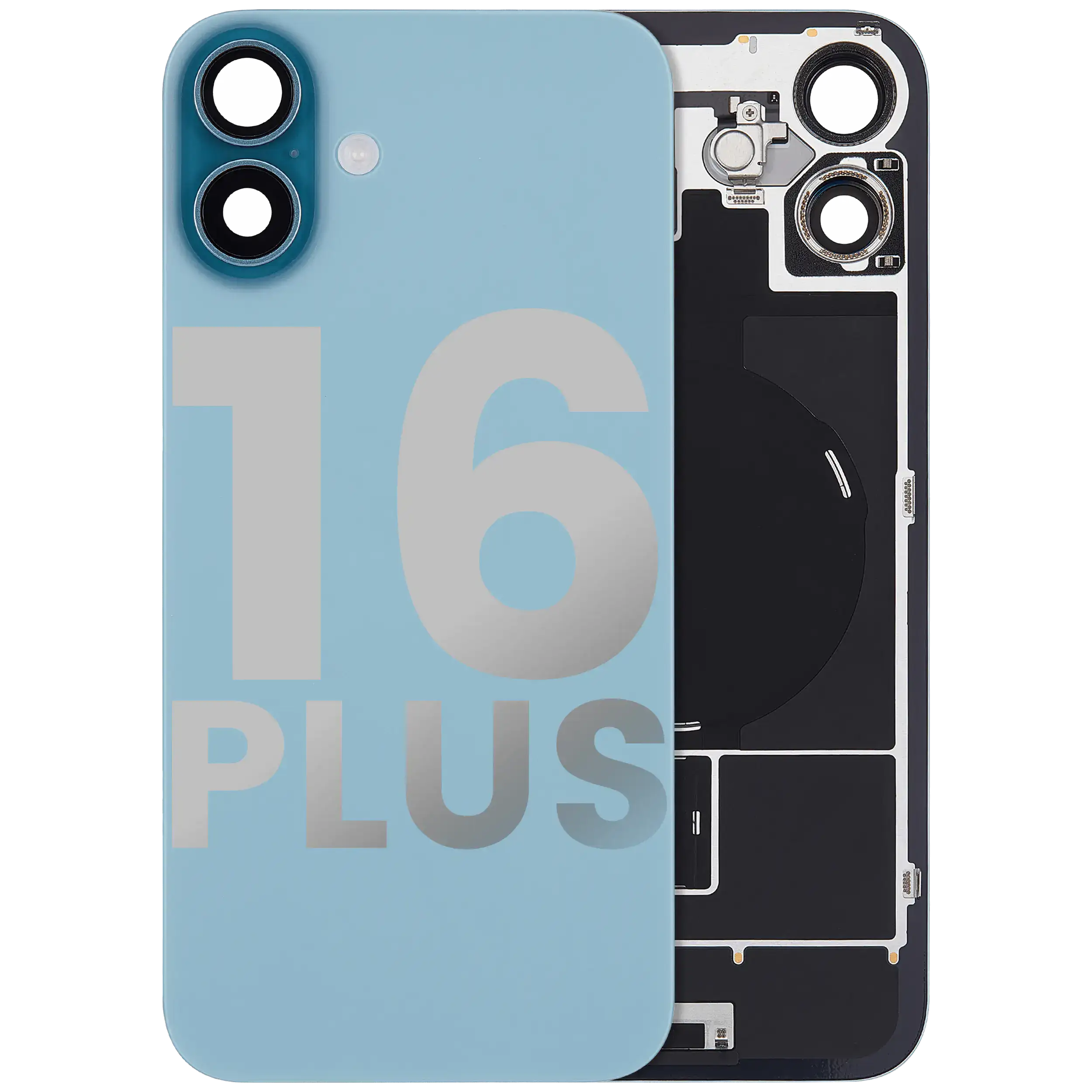 Back Glass w/ MagSafe Magnet & NFC & Flashlight Flex For iPhone 16 Plus (Used OEM Pull: Grade B) (Teal) - Image 2