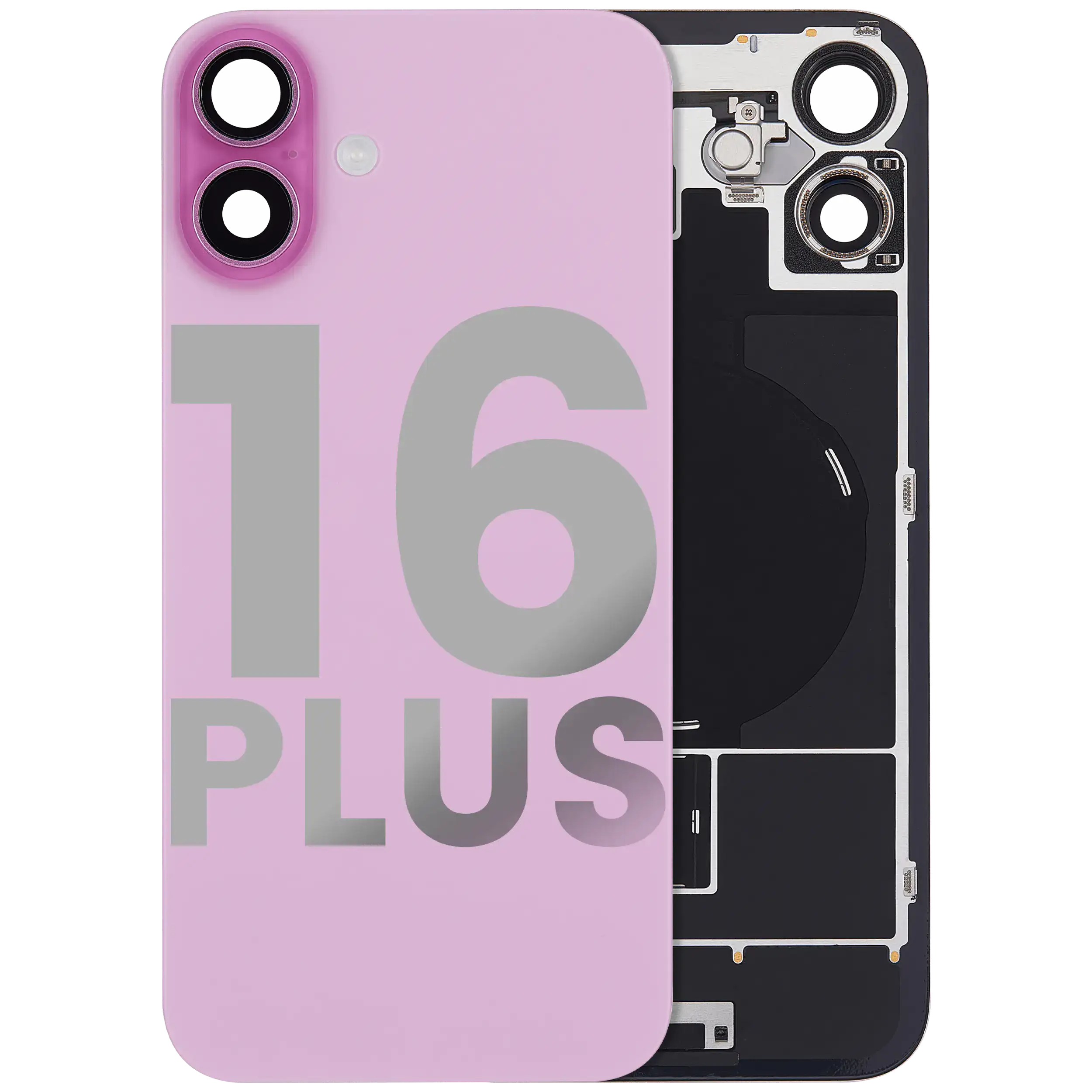Back Glass w/ MagSafe Magnet & NFC & Flashlight Flex For iPhone 16 Plus (Used OEM Pull: Grade C) (Pink) - Image 2