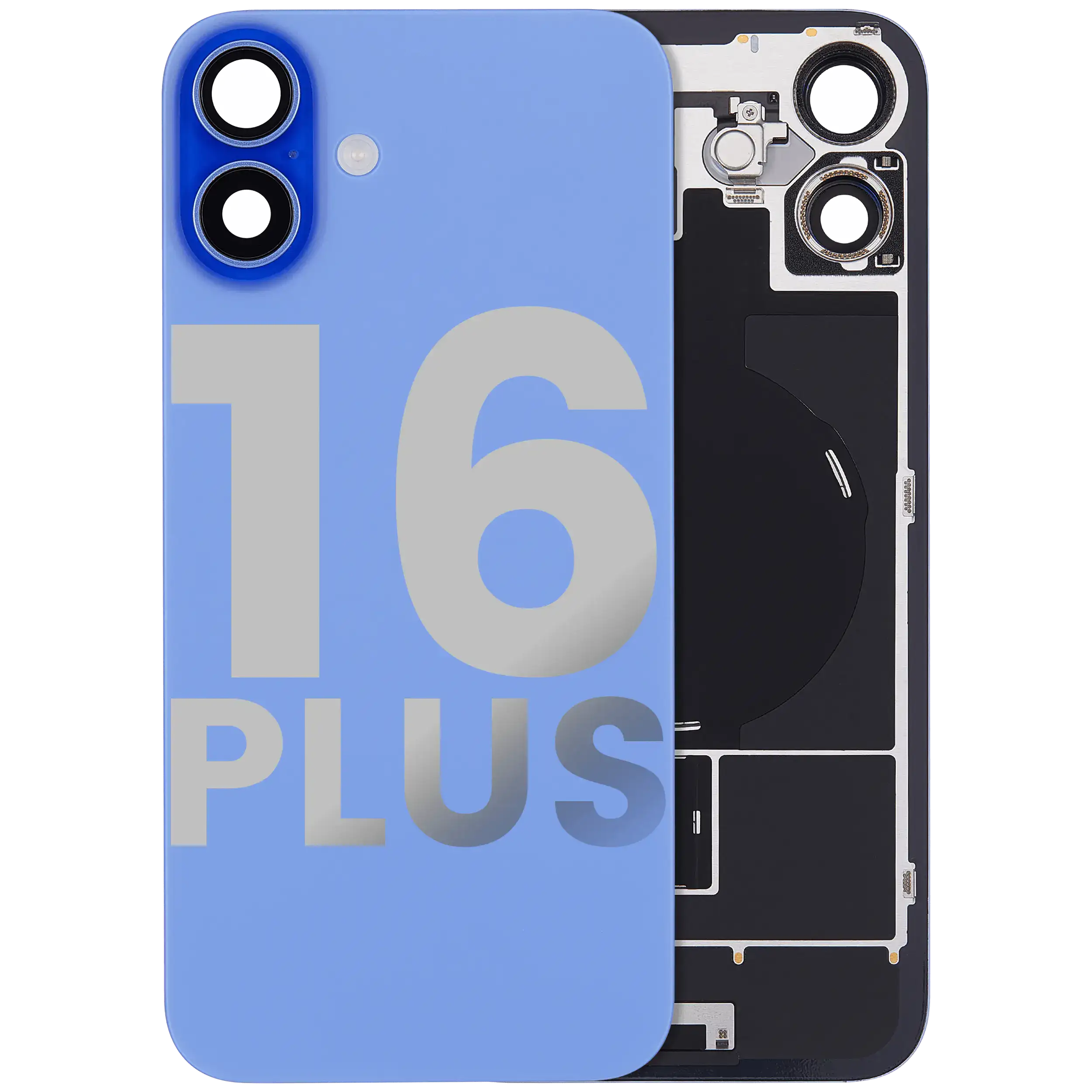 Back Glass w/ MagSafe Magnet & NFC & Flashlight Flex For iPhone 16 Plus (Used OEM Pull: Grade C) (Ultramarine) - Image 2