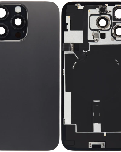 Back Glass w/ MagSafe Magnet & NFC & Flashlight Flex For iPhone 16 Pro Max (No Logo) (Aftermarket) (Black Titanium)