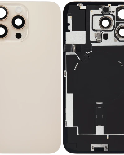 Back Glass w/ MagSafe Magnet & NFC & Flashlight Flex For iPhone 16 Pro Max (No Logo) (Aftermarket) (Desert Titanium)