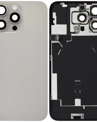 Back Glass w/ MagSafe Magnet & NFC & Flashlight Flex For iPhone 16 Pro Max (No Logo) (Aftermarket) (Natural Titanium)