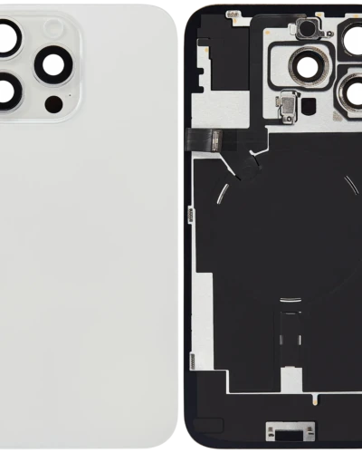 Back Glass w/ MagSafe Magnet & NFC & Flashlight Flex For iPhone 16 Pro Max (No Logo) (Aftermarket) (White Titanium)