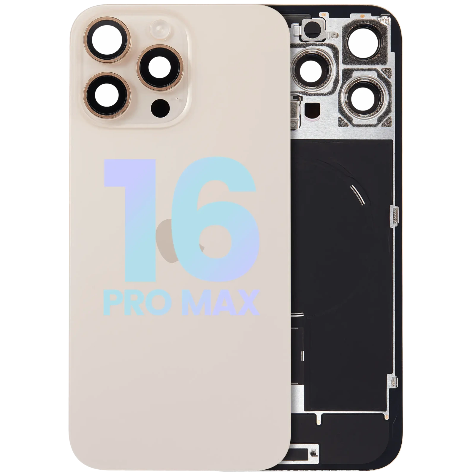 Back Glass w/ MagSafe Magnet & NFC & Flashlight Flex For iPhone 16 Pro Max (Service Pack) (Desert Titanium) - Image 2