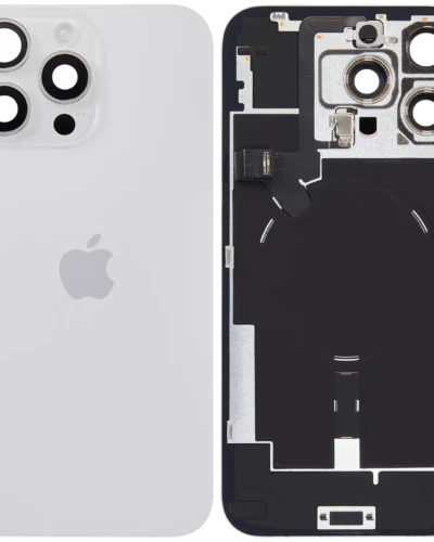 Back Glass w/ MagSafe Magnet & NFC & Flashlight Flex For iPhone 16 Pro Max (Service Pack) (White Titanium)
