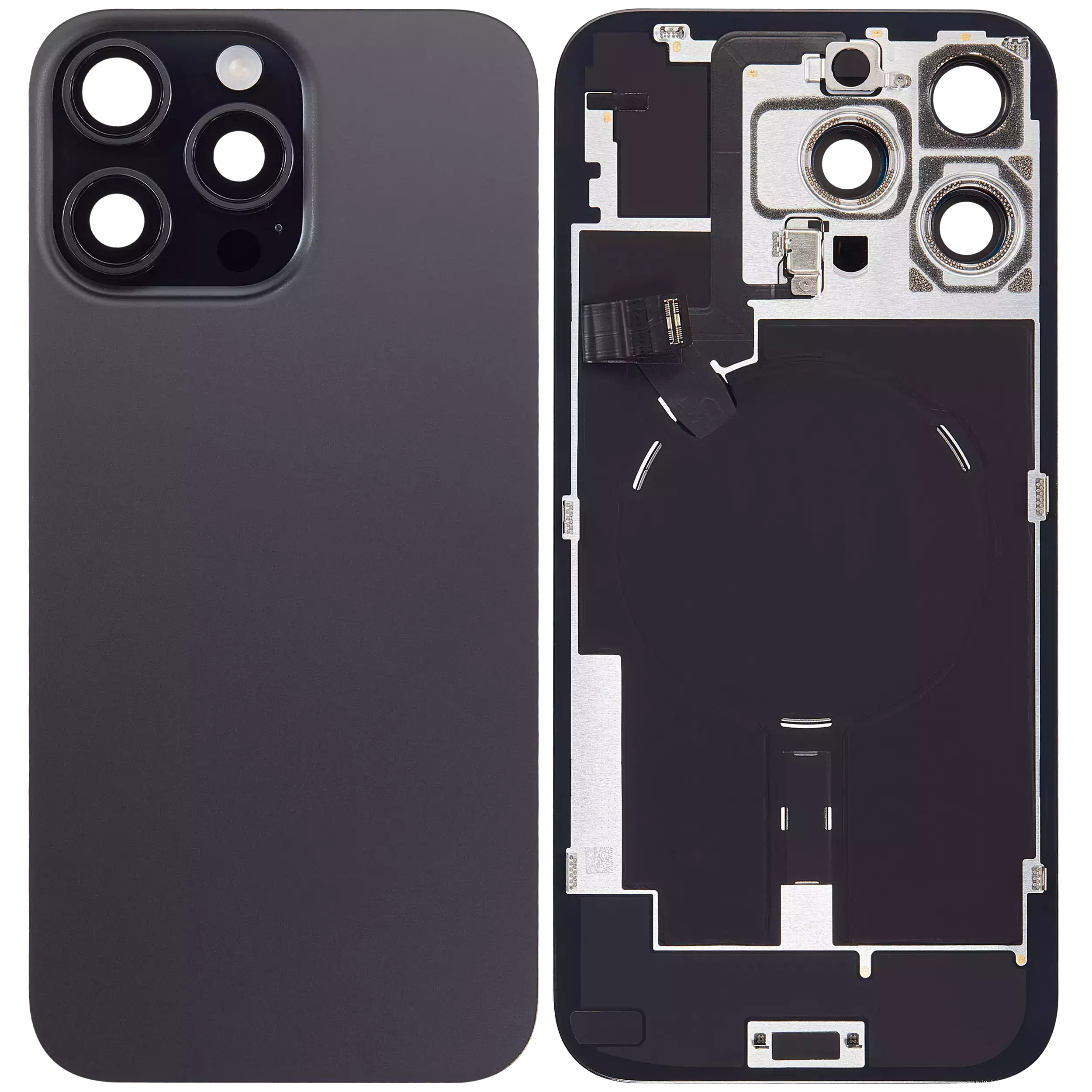 Back Glass w/ MagSafe Magnet & NFC & Flashlight Flex For iPhone 16 Pro Max (Used OEM Pull: Grade A) (Black Titanium)