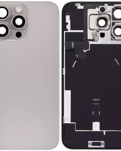 Back Glass w/ MagSafe Magnet & NFC & Flashlight Flex For iPhone 16 Pro Max (Used OEM Pull: Grade A) (Natural Titanium)