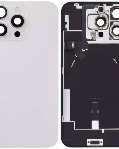 Back Glass w/ MagSafe Magnet & NFC & Flashlight Flex For iPhone 16 Pro Max (Used OEM Pull: Grade A) (White Titanium)