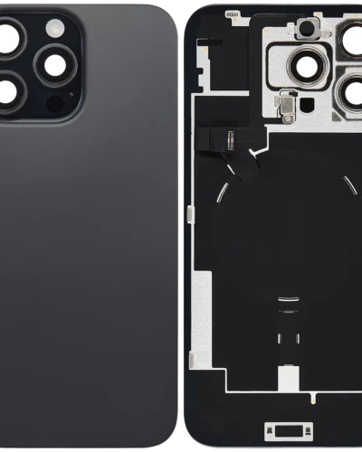 Back Glass w/ MagSafe Magnet & NFC & Flashlight Flex For iPhone 16 Pro Max (Used OEM Pull: Grade B) (Black Titanium)