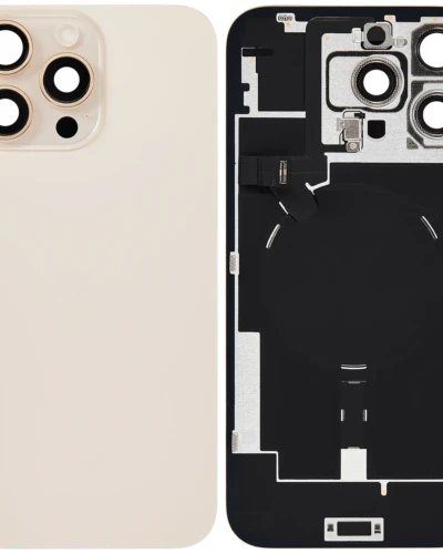 Back Glass w/ MagSafe Magnet & NFC & Flashlight Flex For iPhone 16 Pro Max (Used OEM Pull: Grade B) (Desert Titanium)