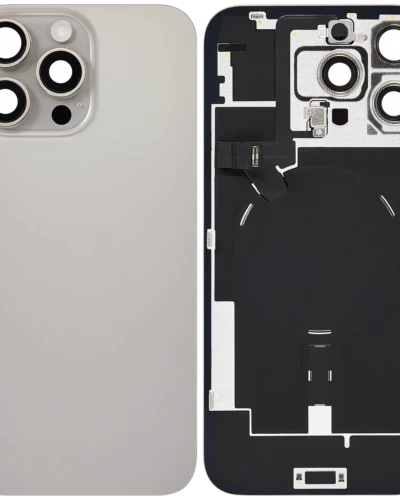Back Glass w/ MagSafe Magnet & NFC & Flashlight Flex For iPhone 16 Pro Max (Used OEM Pull: Grade B) (Natural Titanium)