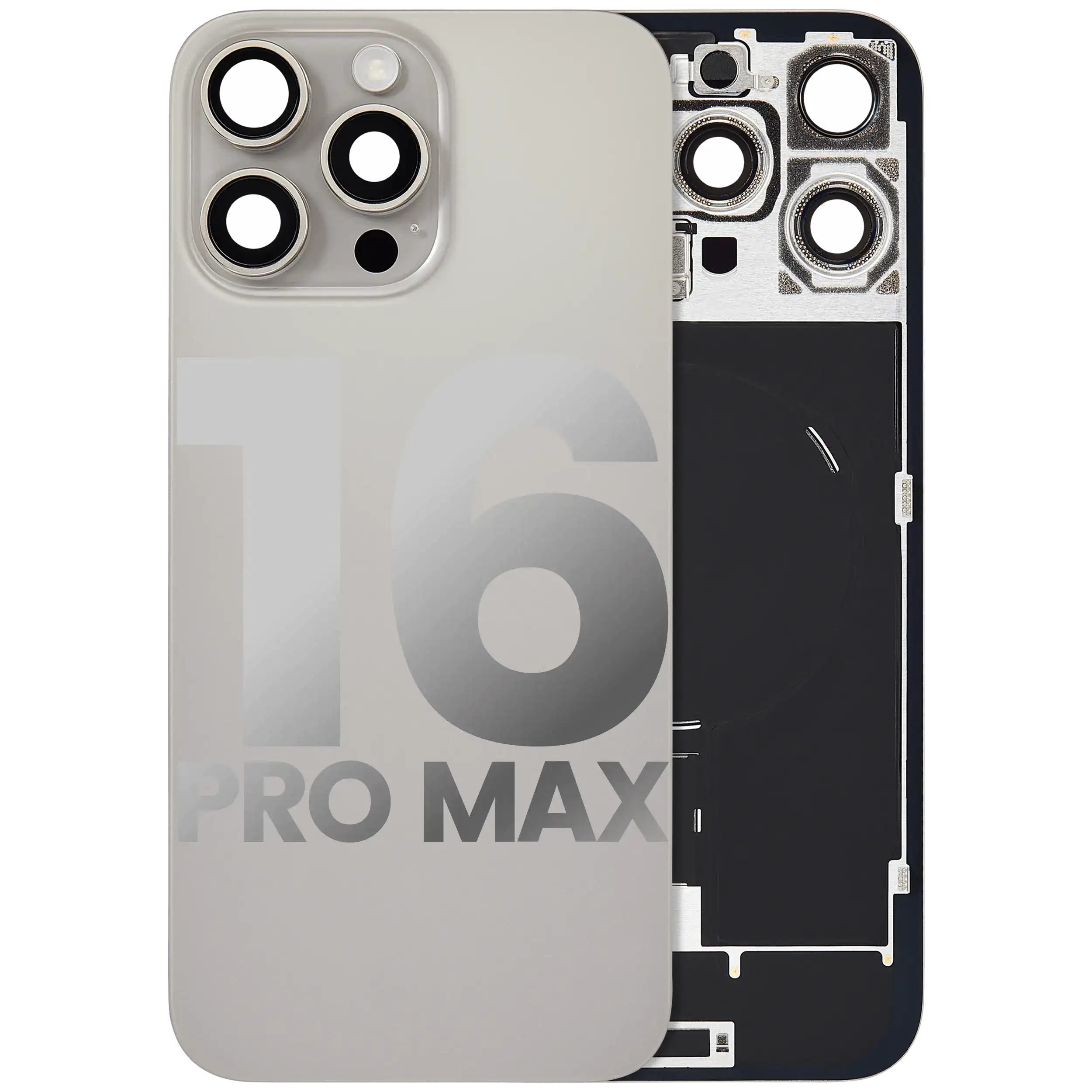 Back Glass w/ MagSafe Magnet & NFC & Flashlight Flex For iPhone 16 Pro Max (Used OEM Pull: Grade B) (Natural Titanium) - Image 2