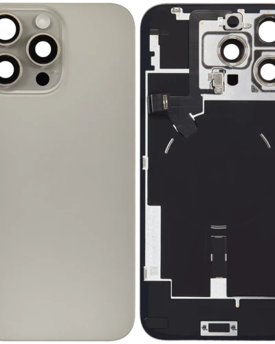 Back Glass w/ MagSafe Magnet & NFC & Flashlight Flex For iPhone 16 Pro Max (Used OEM Pull: Grade C) (Natural Titanium)