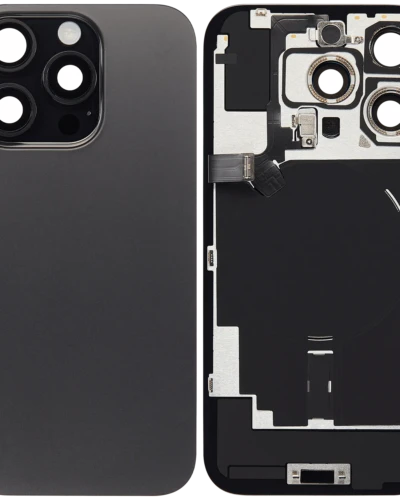 Back Glass w/ MagSafe Magnet & NFC & Flashlight Flex For iPhone 16 Pro (No Logo) (Aftermarket) (Black Titanium)