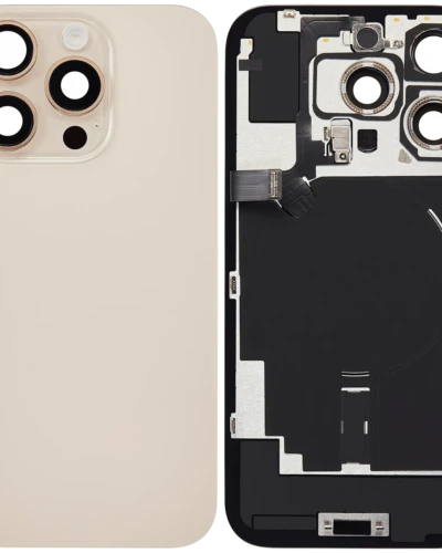 Back Glass w/ MagSafe Magnet & NFC & Flashlight Flex For iPhone 16 Pro (No Logo) (Aftermarket) (Desert Titanium)