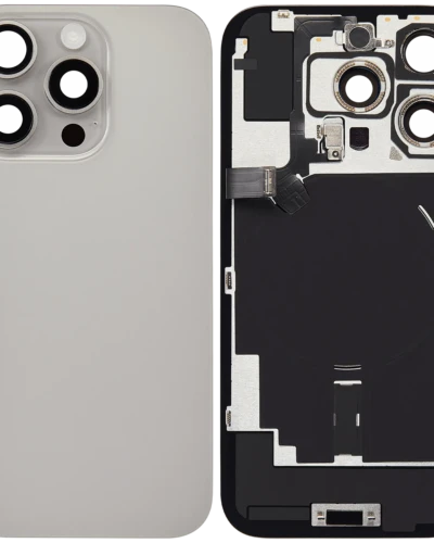 Back Glass w/ MagSafe Magnet & NFC & Flashlight Flex For iPhone 16 Pro (No Logo) (Aftermarket) (Natural Titanium)