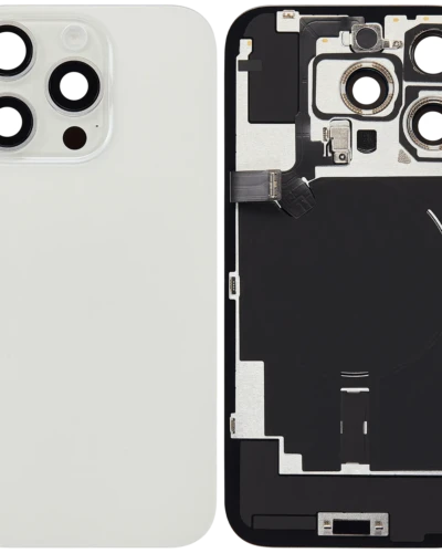 Back Glass w/ MagSafe Magnet & NFC & Flashlight Flex For iPhone 16 Pro (No Logo) (Aftermarket) (White Titanium)