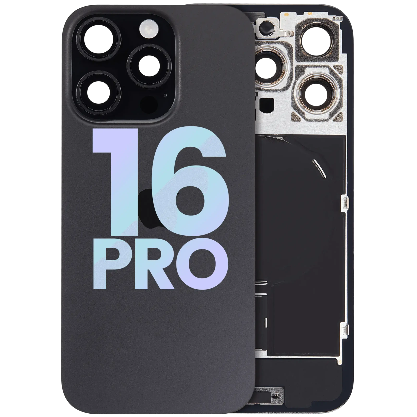 Back Glass w/ MagSafe Magnet & NFC & Flashlight Flex For iPhone 16 Pro (Service Pack) (Black Titanium) - Image 2