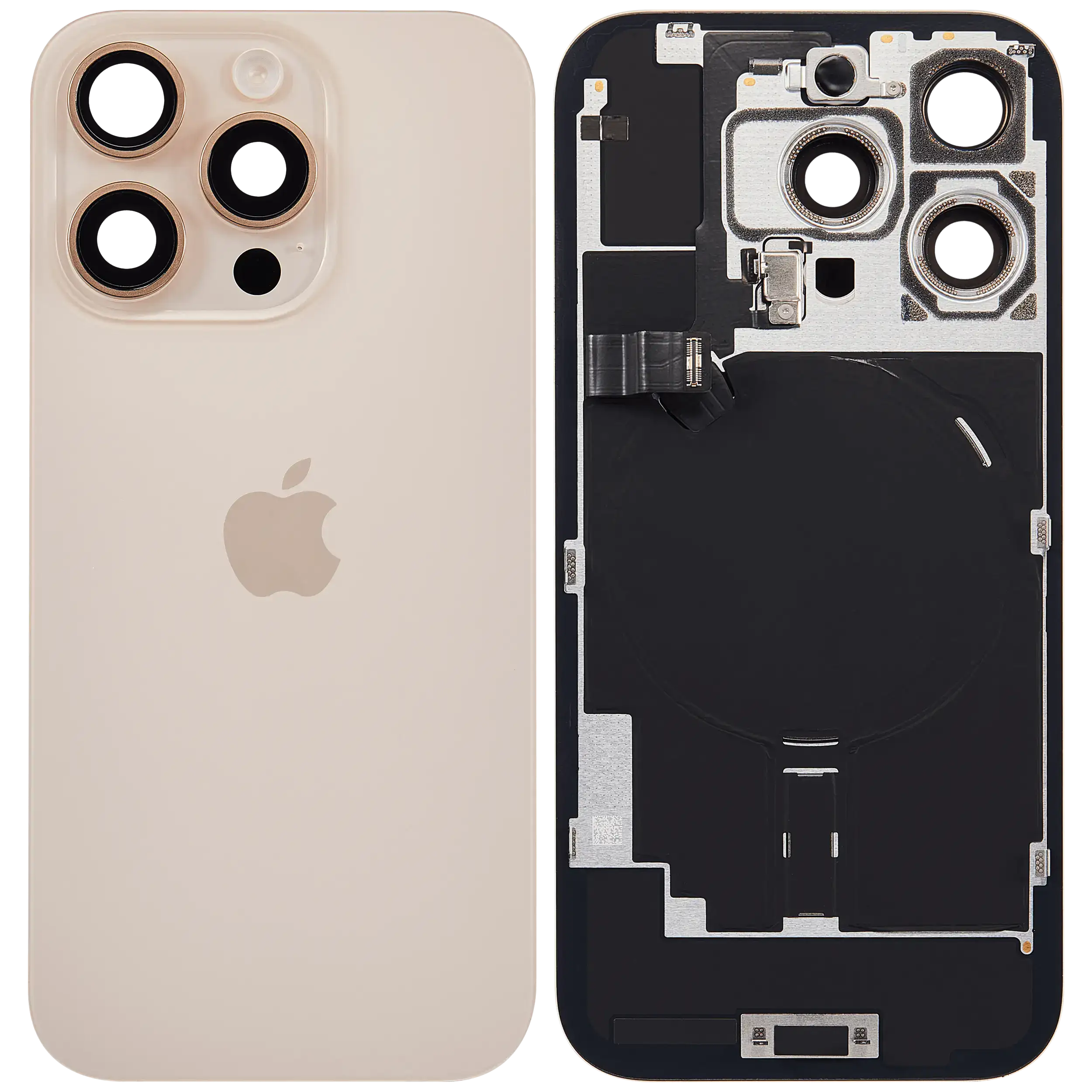 Back Glass w/ MagSafe Magnet & NFC & Flashlight Flex For iPhone 16 Pro (Service Pack) (Desert Titanium)