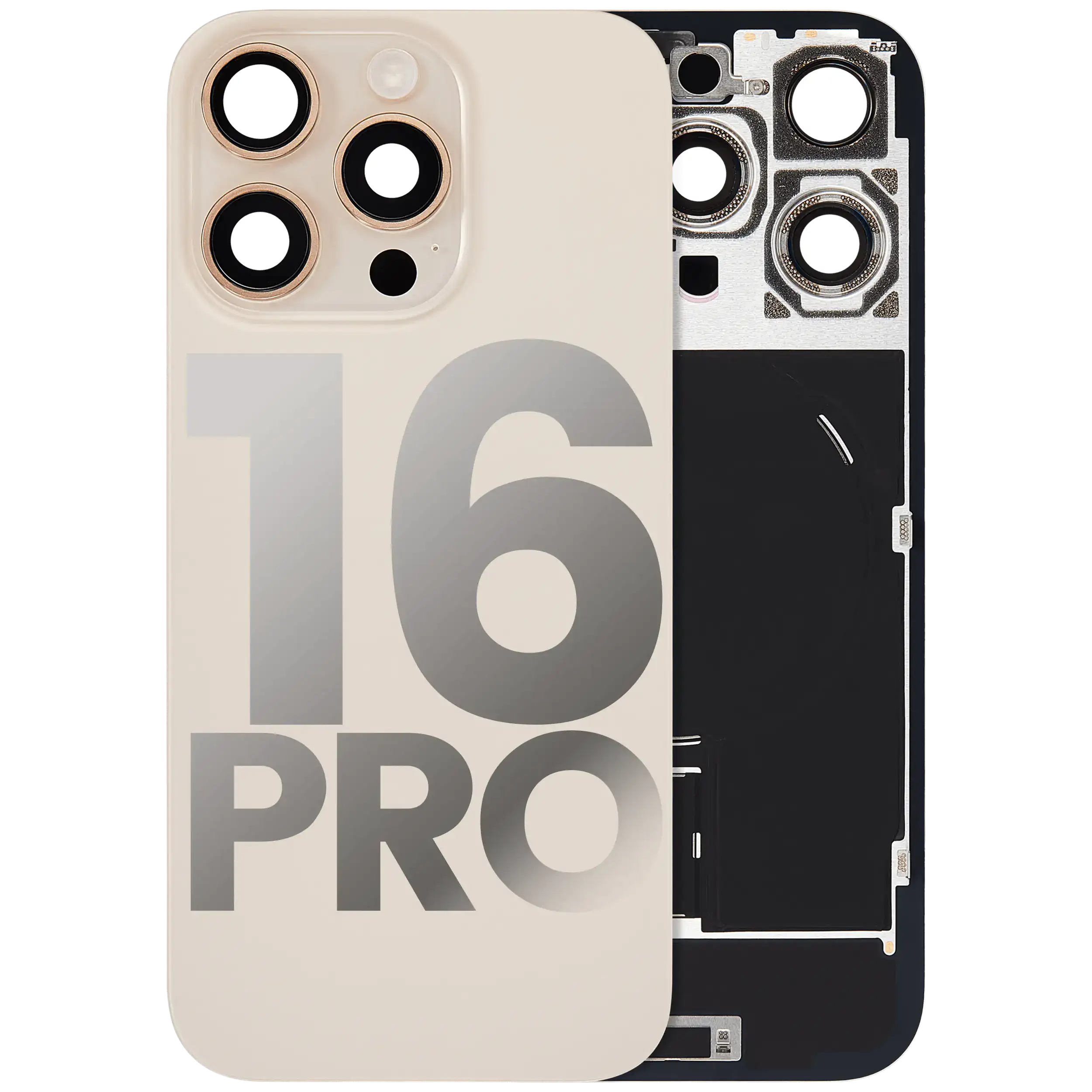 Back Glass w/ MagSafe Magnet & NFC & Flashlight Flex For iPhone 16 Pro (Used OEM Pull: Grade B) (Desert Titanium) - Image 2