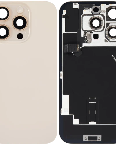 Back Glass w/ MagSafe Magnet & NFC & Flashlight Flex For iPhone 16 Pro (Used OEM Pull: Grade C) (Desert Titanium)