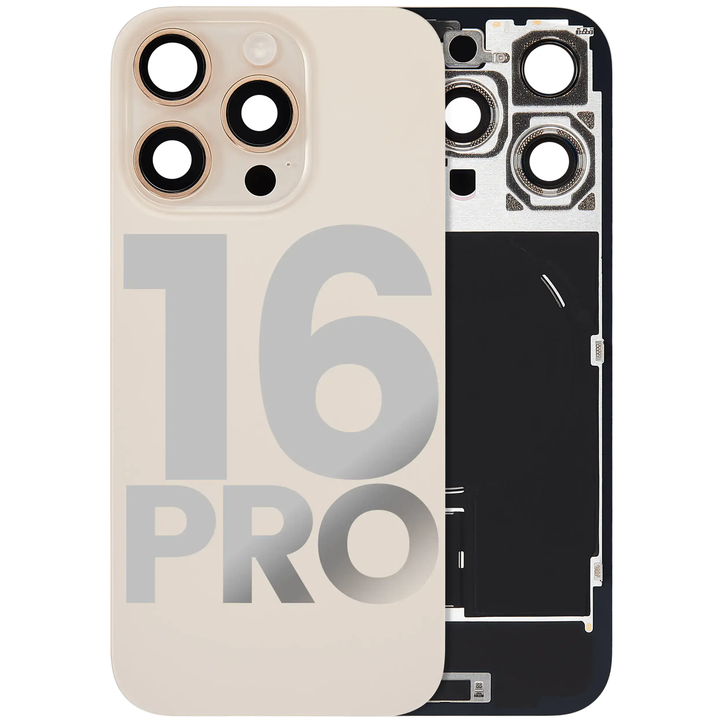 Back Glass w/ MagSafe Magnet & NFC & Flashlight Flex For iPhone 16 Pro (Used OEM Pull: Grade C) (Desert Titanium) - Image 2
