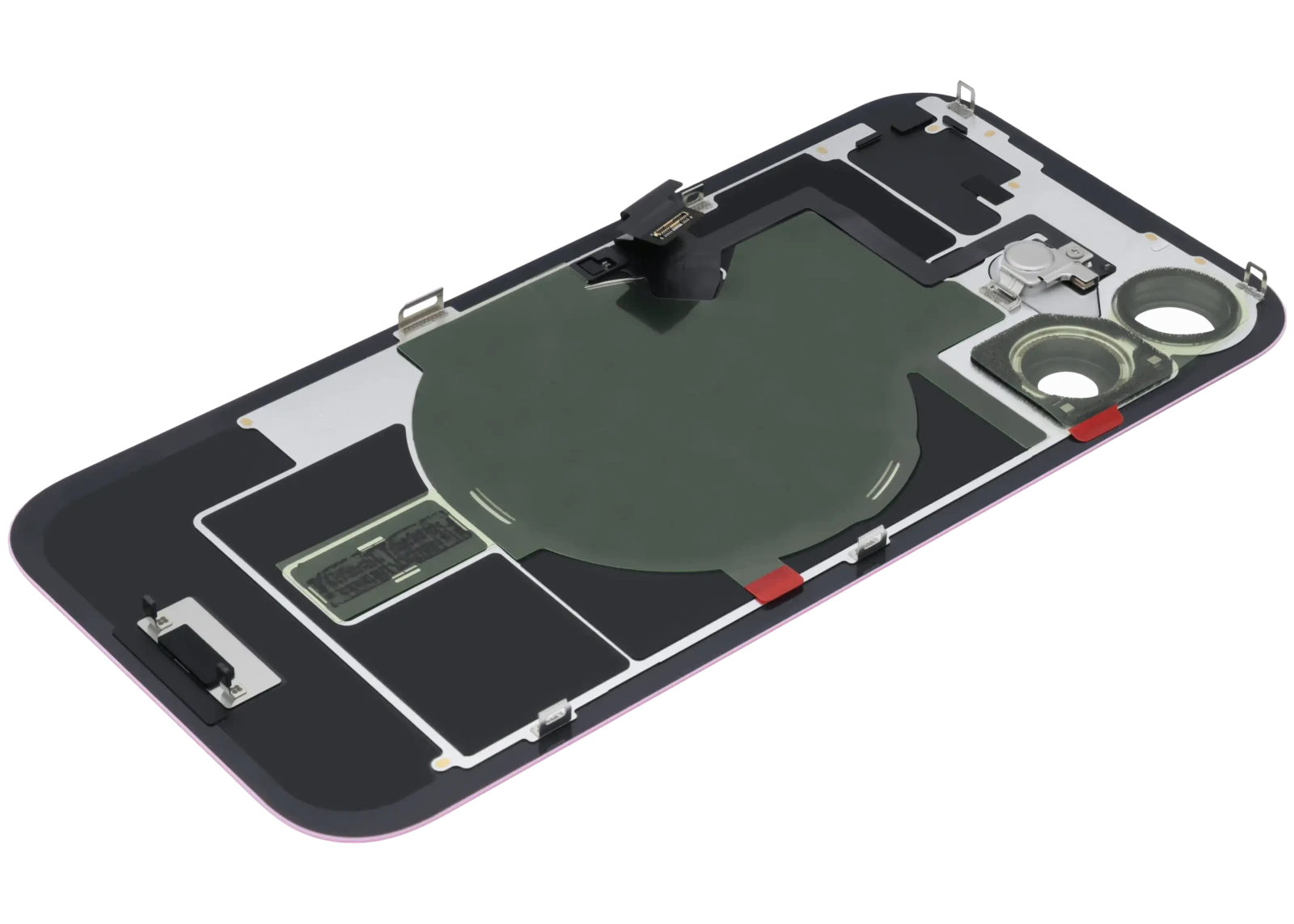 Back Glass w/ MagSafe Magnet & NFC & Flashlight Flex For iPhone 16 (Service Pack) (Pink) - Image 7