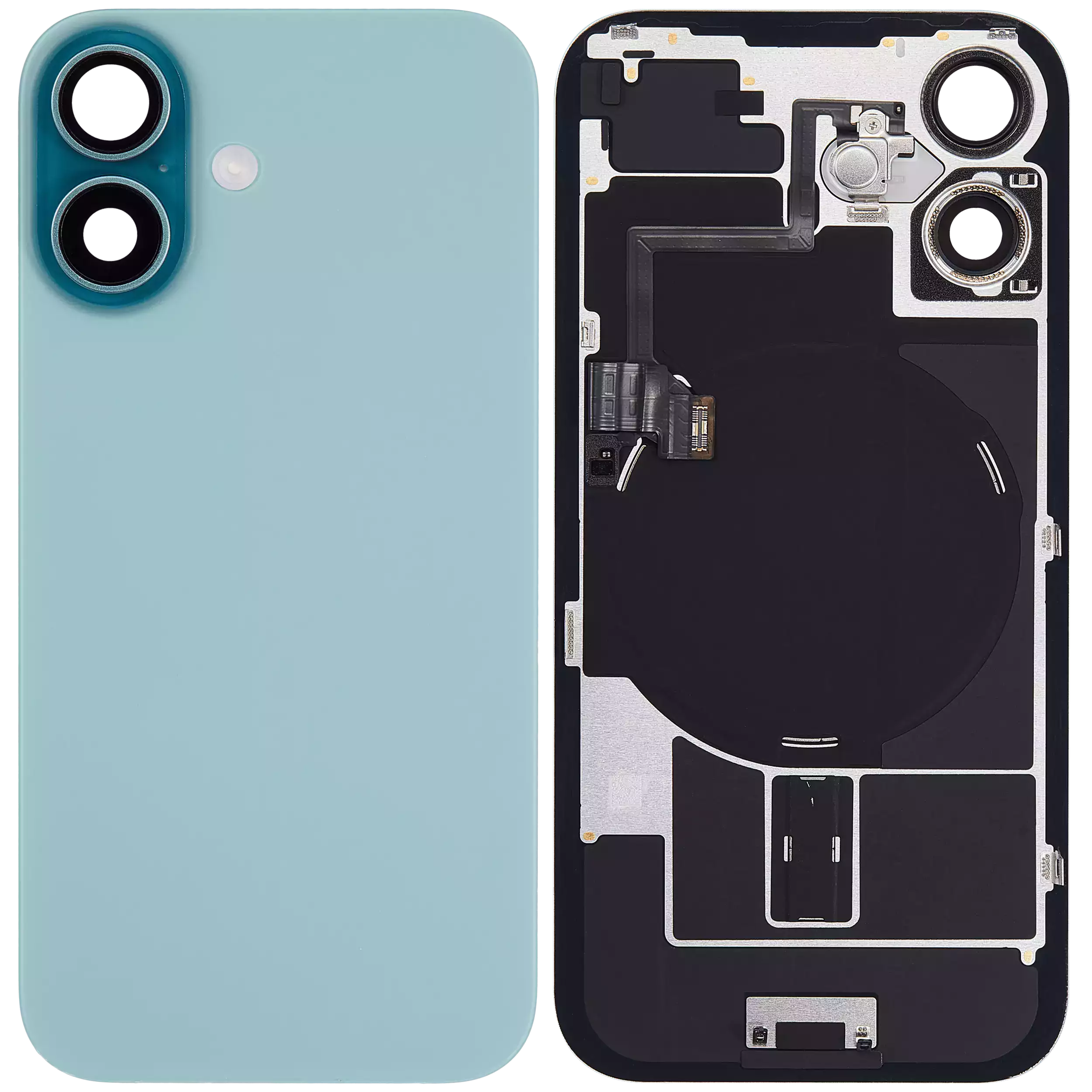 Back Glass w/ MagSafe Magnet & NFC & Flashlight Flex For iPhone 16 (Used OEM Pull: Grade A) (Teal)