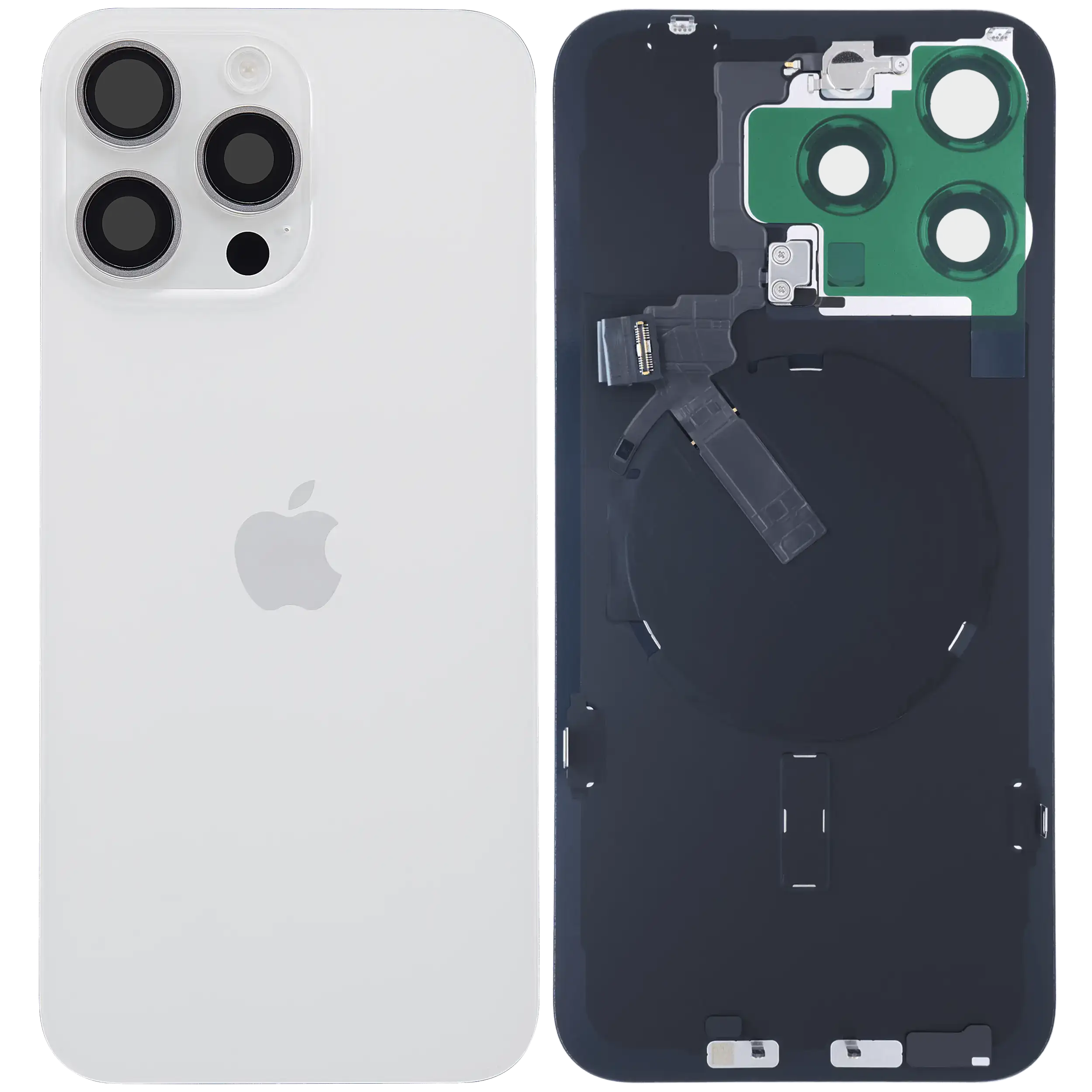 Back Glass with MagSafe Magnet & NFC & Flashlight Flex For iPhone 15 Pro Max (Genuine OEM) (White Titanium) - Image 4