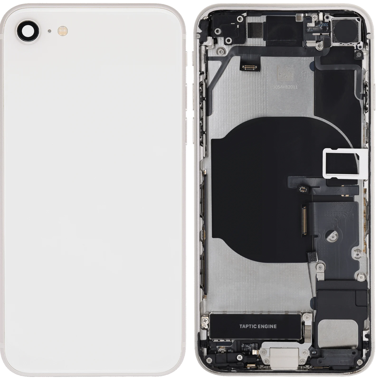 Back Housing W/ Charging Port Flex & Small Parts For iPhone SE (2022) (Used OEM Pull: Grade C) (Starlight)