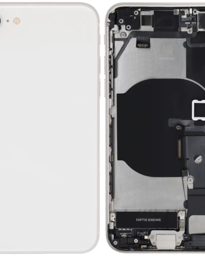 Back Housing W/ Charging Port Flex and Small Components Pre-Installed For iPhone SE (2022) (Used OEM Pull: Grade A) (Starlight)