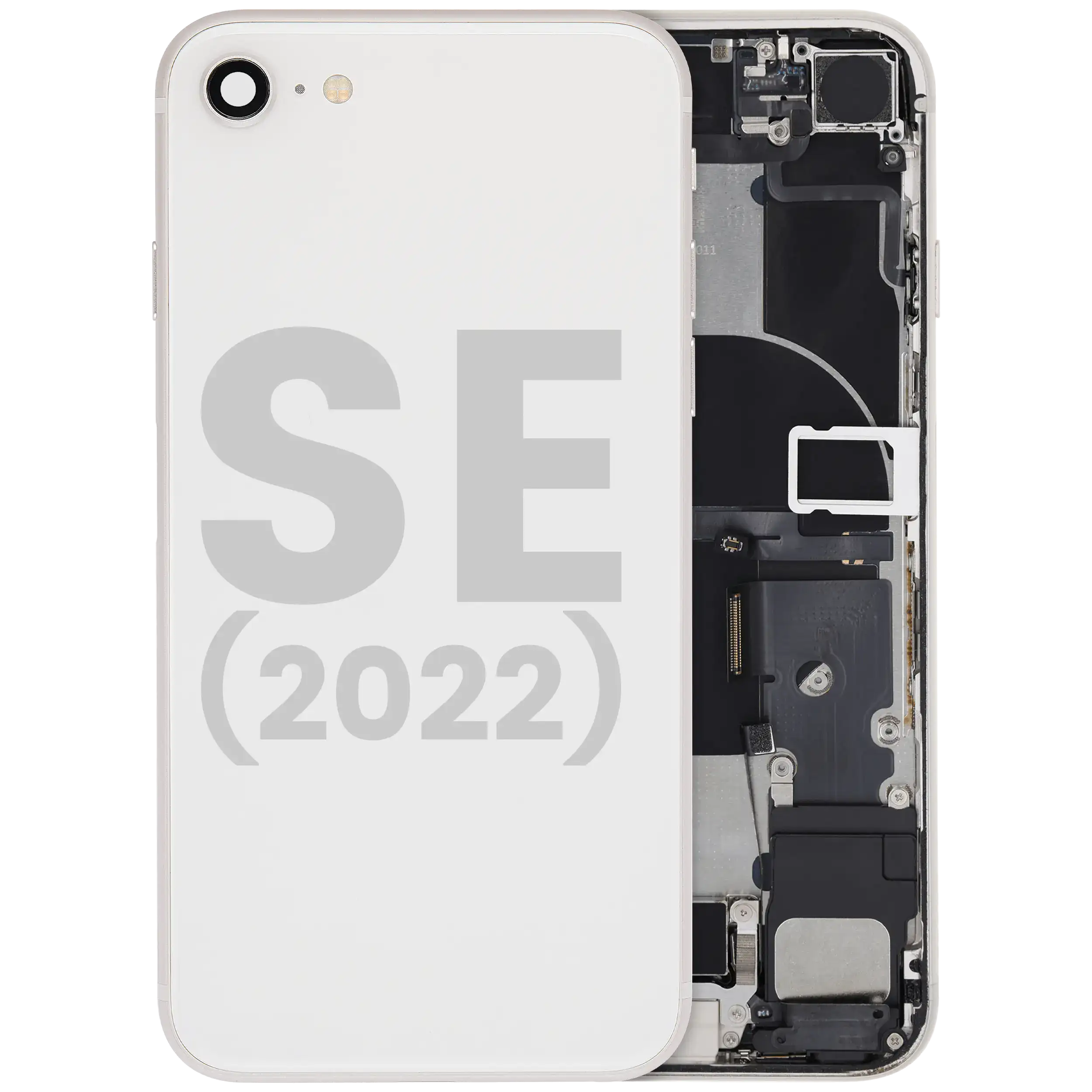 Back Housing W/ Charging Port Flex and Small Components Pre-Installed For iPhone SE (2022) (Used OEM Pull: Grade A) (Starlight) - Image 2