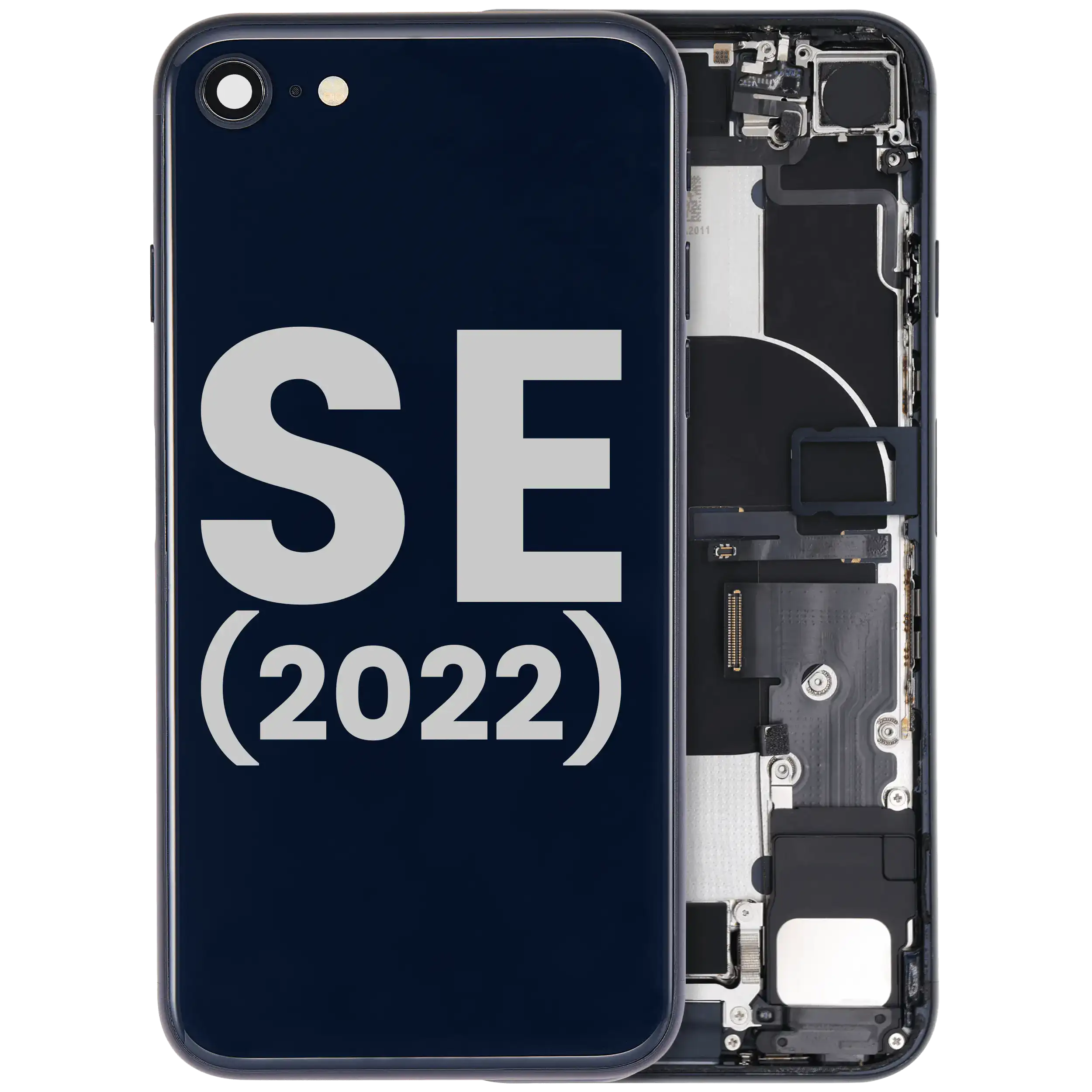 Back Housing W/ Charging Port Flex and Small Components Pre-Installed For iPhone SE (2022) (Used OEM Pull: Grade B) (Midnight) - Image 2