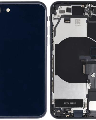 Back Housing W/ Charging Port Flex and Small Components Pre-Installed For iPhone SE (2022) (Used OEM Pull: Grade B) (Midnight)