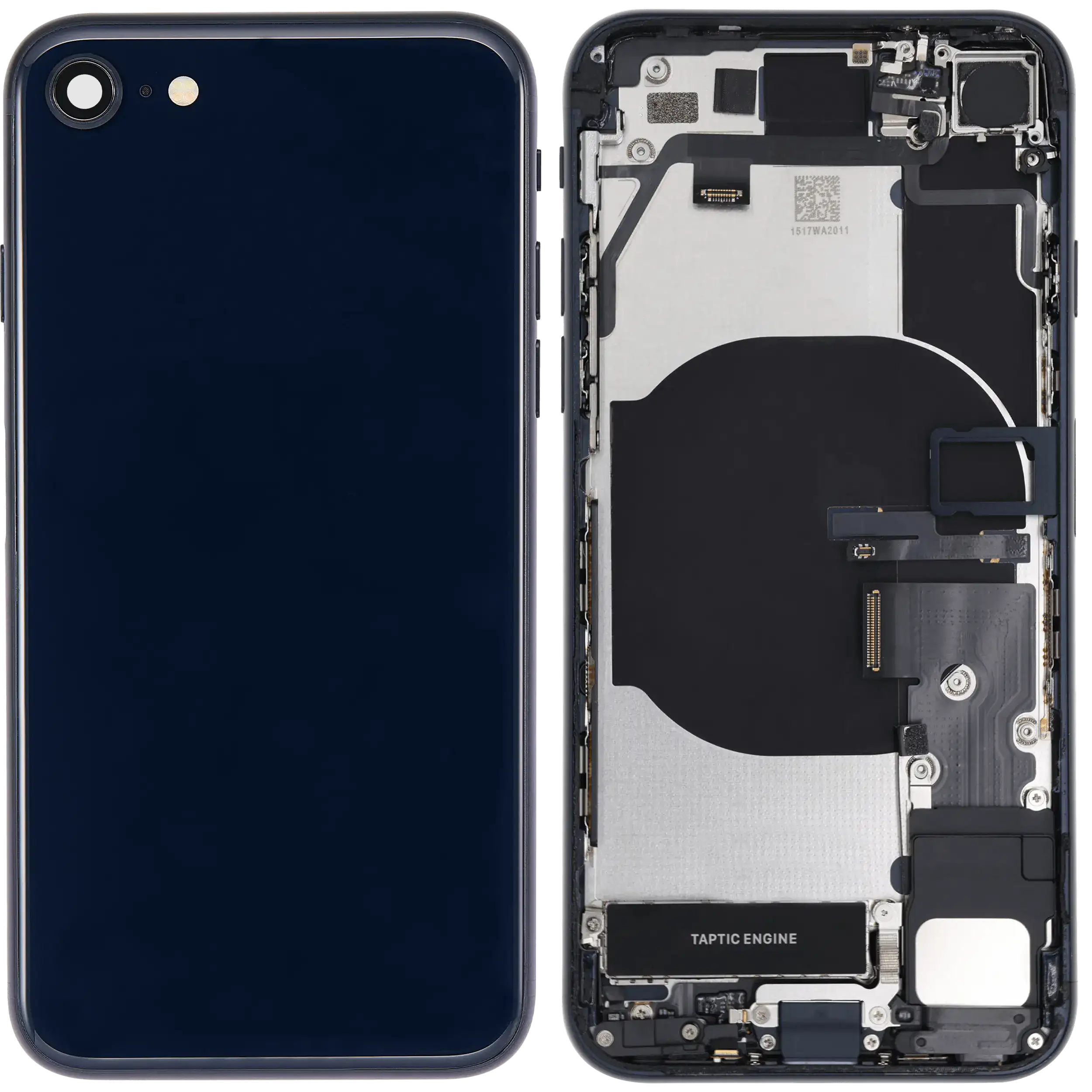 Back Housing W/ Charging Port Flex and Small Components Pre-Installed For iPhone SE (2022) (Used OEM Pull: Grade B) (Midnight)