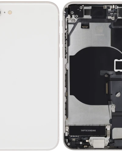 Back Housing W/ Charging Port Flex and Small Components Pre-Installed For iPhone SE (2022) (Used OEM Pull: Grade B) (Starlight)