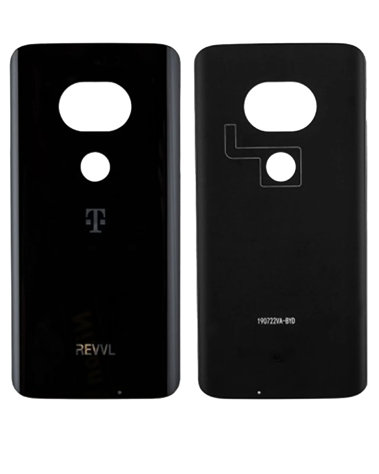 Back cover Glass For Motorola Moto G7 Plus Revvl (XT1965-T / 2019) (Genuine OEM) (Black) - Image 2