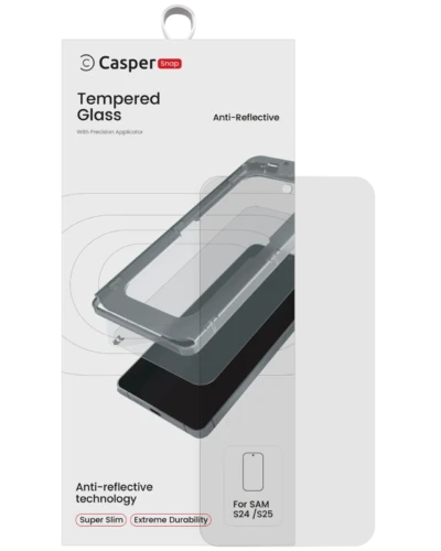 Casper Snap Tempered Glass Compatible For Samsung Galaxy S24 5G / S25 5G (Retail Pack) (AR Clear)