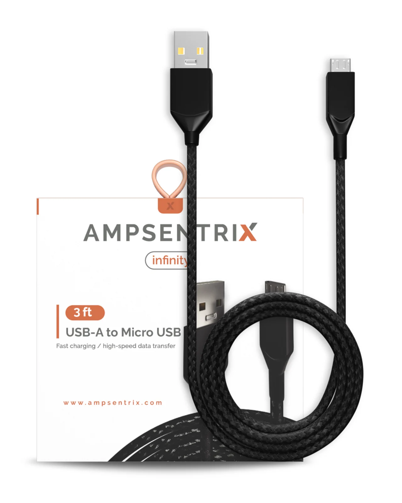 Micro USB To USB Type A Cable (1 m / 3 ft) (AmpSentrix Infinity) (Black) - Image 9