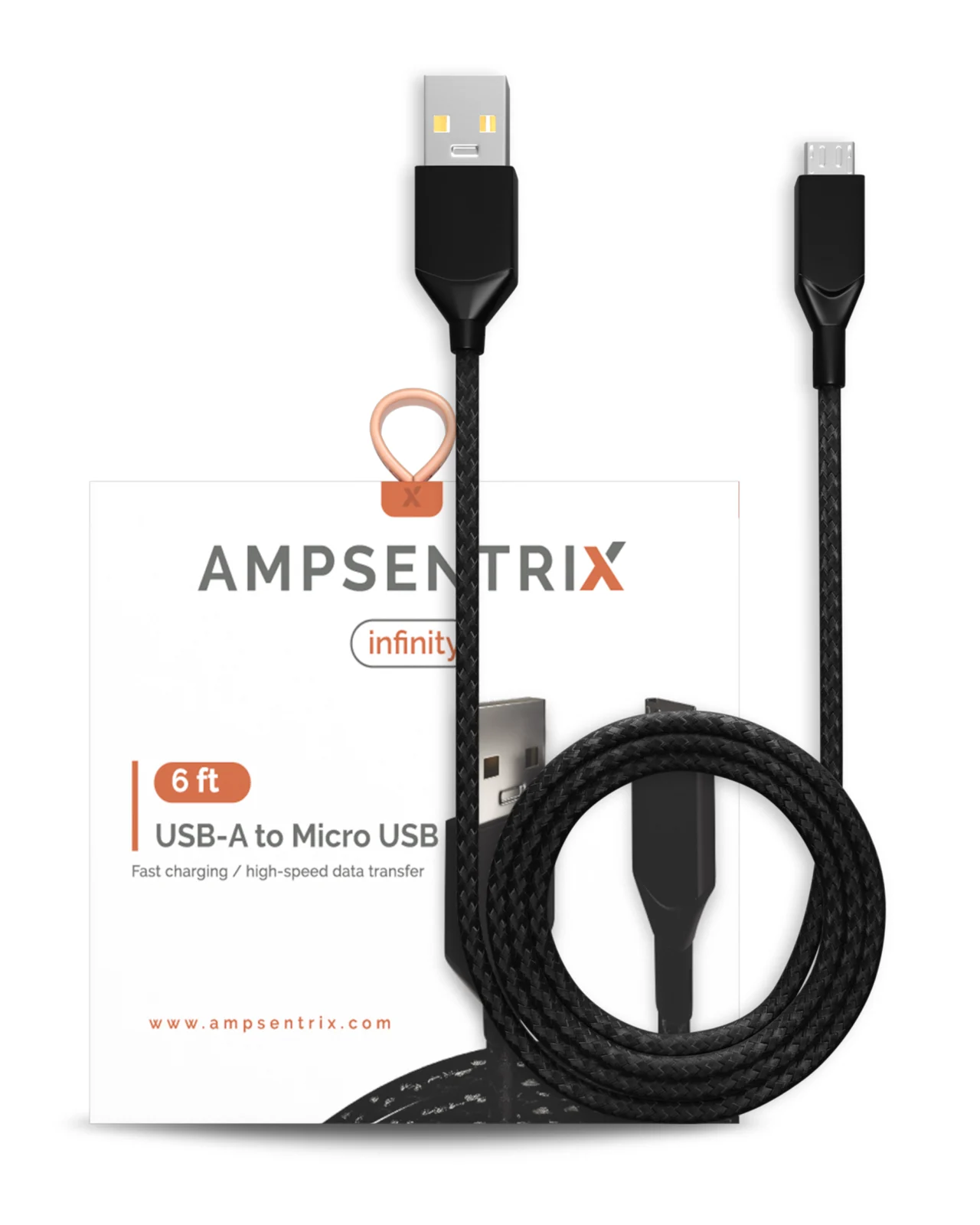 Micro USB To USB Type A Cable (1 m / 3 ft) (AmpSentrix Infinity) (Black) - Image 6