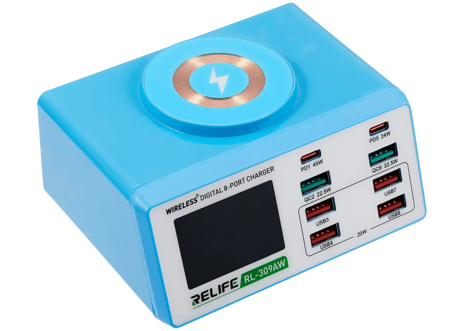 RL-309AW Wireless Digital Display 8-Port Charger 100W (Relife) - Image 6