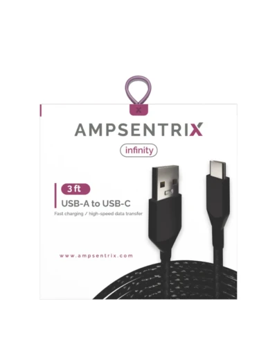 USB Type C To USB Type A Cable (1 m / 3 ft) (AmpSentrix Infinity) (Black)